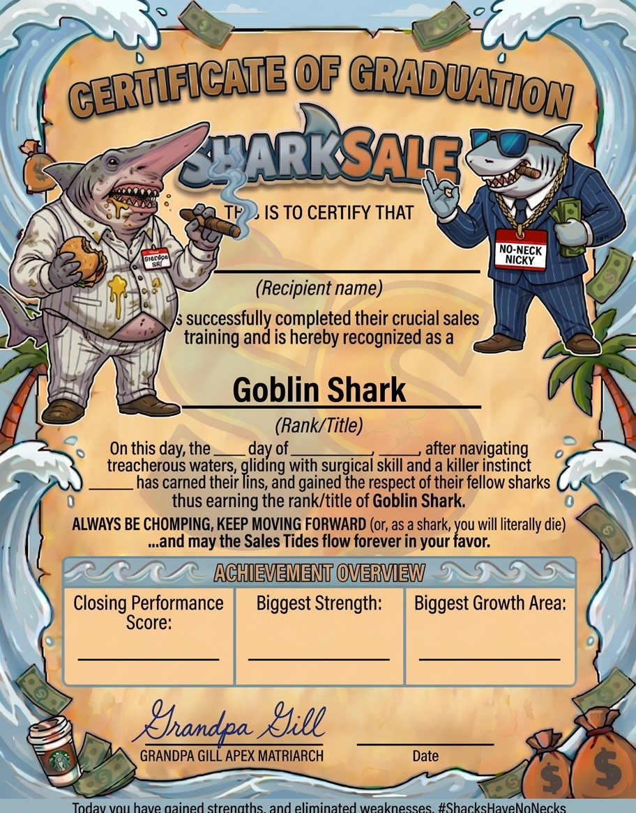 Diamond-tier sales certificate sample