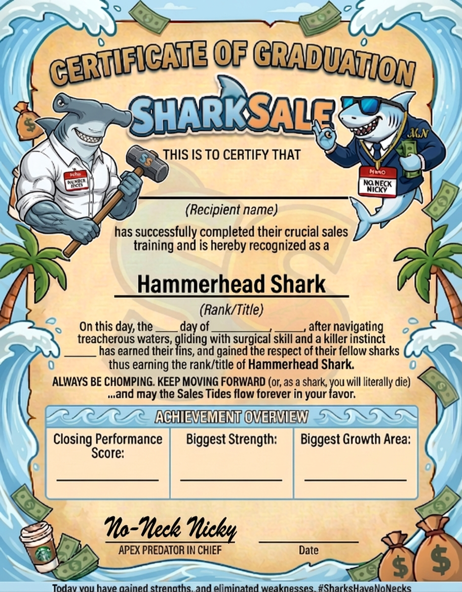 Hammerhead-shark sales certificate sample